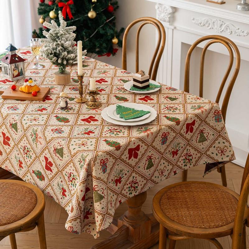 Vintage American Tablecloth Waterproof Oilproof Christmas Party Table Cover Premium Fabric