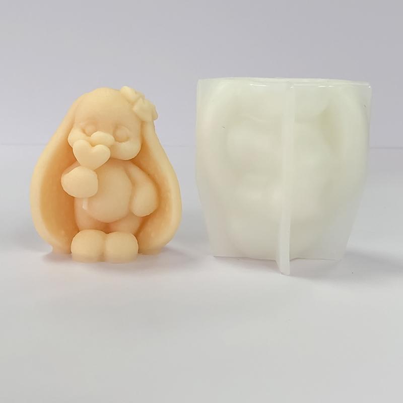 Ручная силиконовая форма 3D кролики, формы для свечей, формы для литья, формы для выпечки, принадлежности для рукоделия для украшения торта и мастики