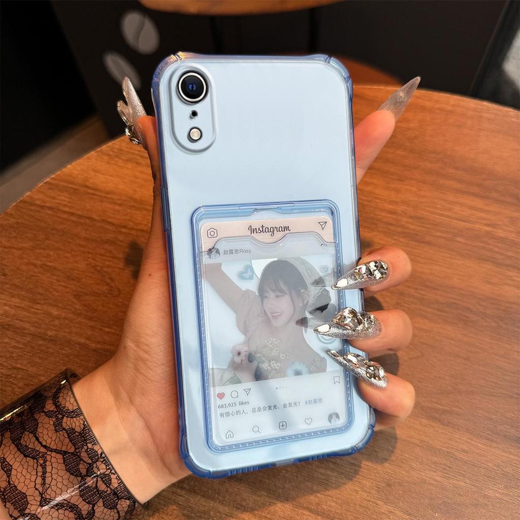 Ударопрочный прозрачный чехол для iPhone XR с кардхолдером