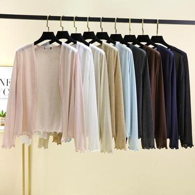 Женский легкий кардиган-шаль с длинным рукавом на весну/лето 2025 года - тонкий вязаный жакет для кондиционирования воздуха