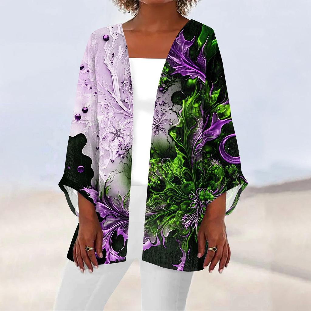 Женская повседневная модная легкая куртка средней длины с принтом, кардиган