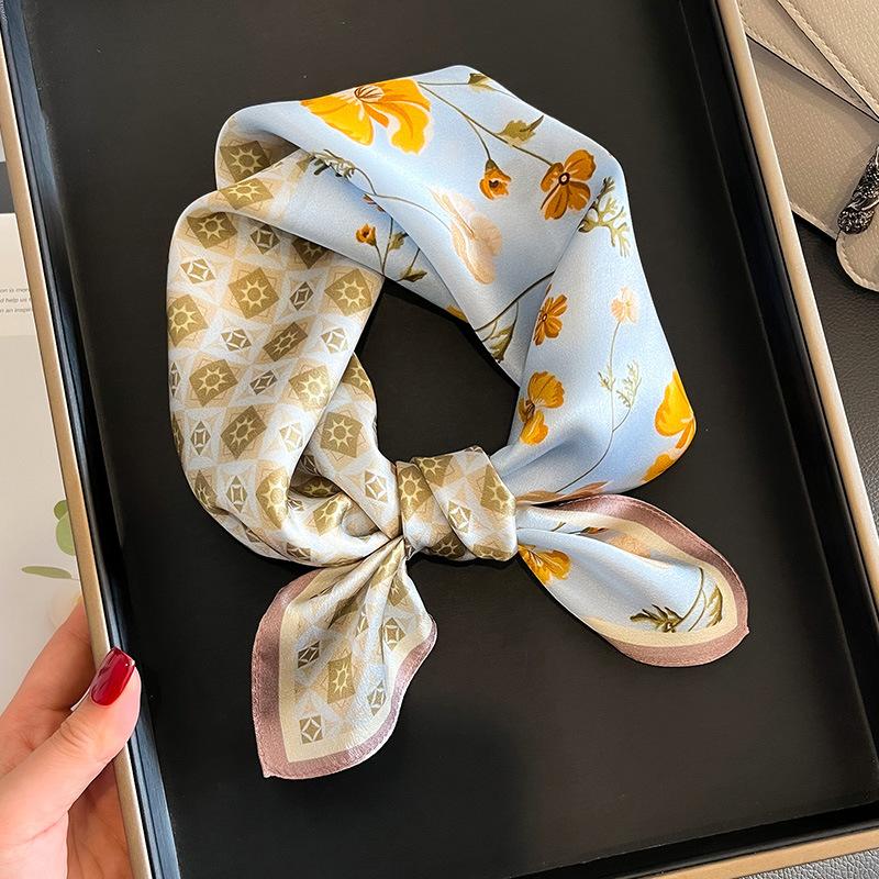 New 100% Natural Real Silk Women Scarf Printed Scarfs Bandana Women Square Scarves Hijab Shawls Warp Neckerchief Female Foulard