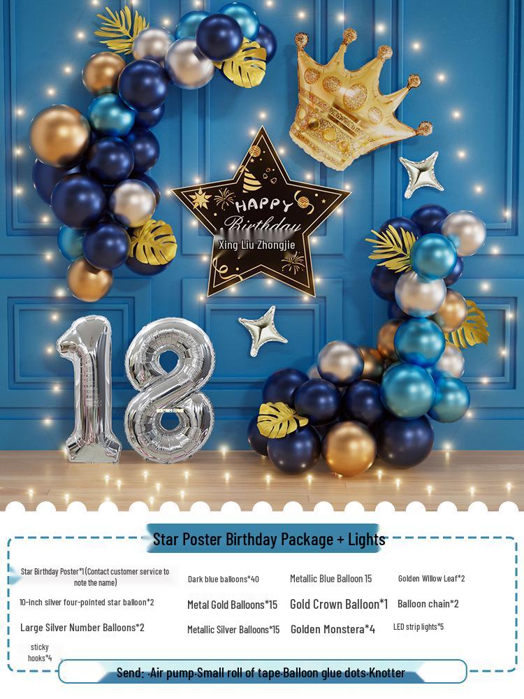 Декор для празднования 18-летия с воздушными шарами для вечеринки-сюрприза для церемонии совершеннолетия мальчика