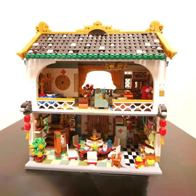 LOZ архитектура весенний фестиваль воссоединение ужин двор дом семейный мини-блоки кирпичи строительные игрушки для детей подарок без коробки