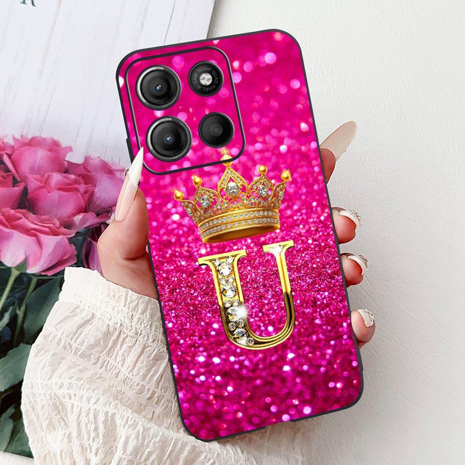 Чехол для Motorola Moto G15 Чехол MotoG15 Роскошные Буквы Короны Мягкий Силиконовый Чехол для Телефона Для Motorola Moto G75 5G G 75 G 15 Бампер