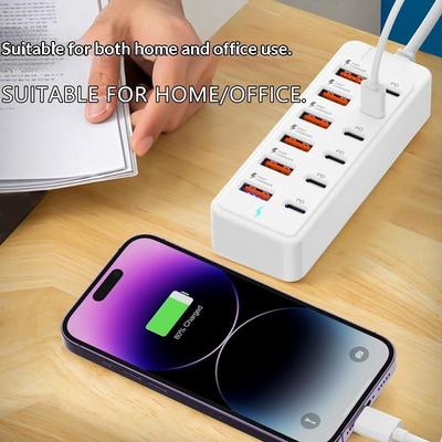 Удлинитель 12 в 1, многопортовая USB-зарядная станция, настенный/настольный адаптер питания, 6 USB, 6 Type-C, быстрая зарядка для телефона