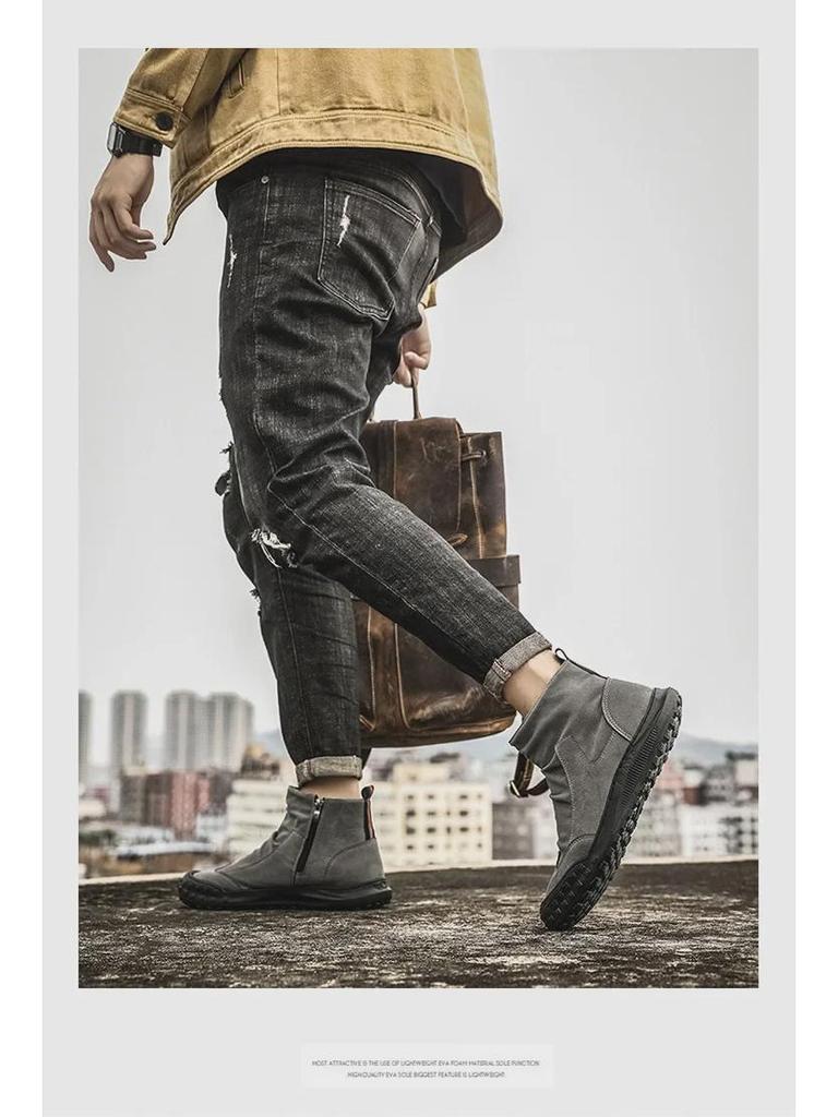 Men's Waterproof High-Top Retro Suede Martin Boots - Dirt-Resistant Casual Work Shoes for Autumn and Winter