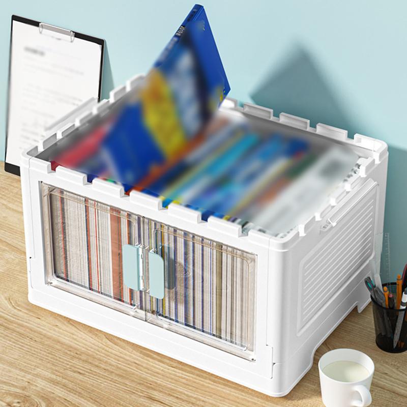 Складной ящик для хранения большой емкости, штабелируемый органайзер для мелочей, ящик для хранения игрушек для спальни, домашняя коробка для сортировки мелочей, прозрачные окна