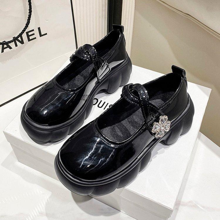 Туфли Мэри Джейн на платформе, женские весенние туфли в студенческом стиле, маленькие кожаные туфли, туфли из свиной почки, одинарные туфли на толстом каблуке