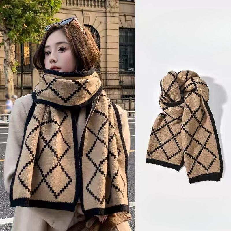 Winter Warm Cute Knitted Scarf Atmosphere Student Couple Versatile Double Sided Wearable