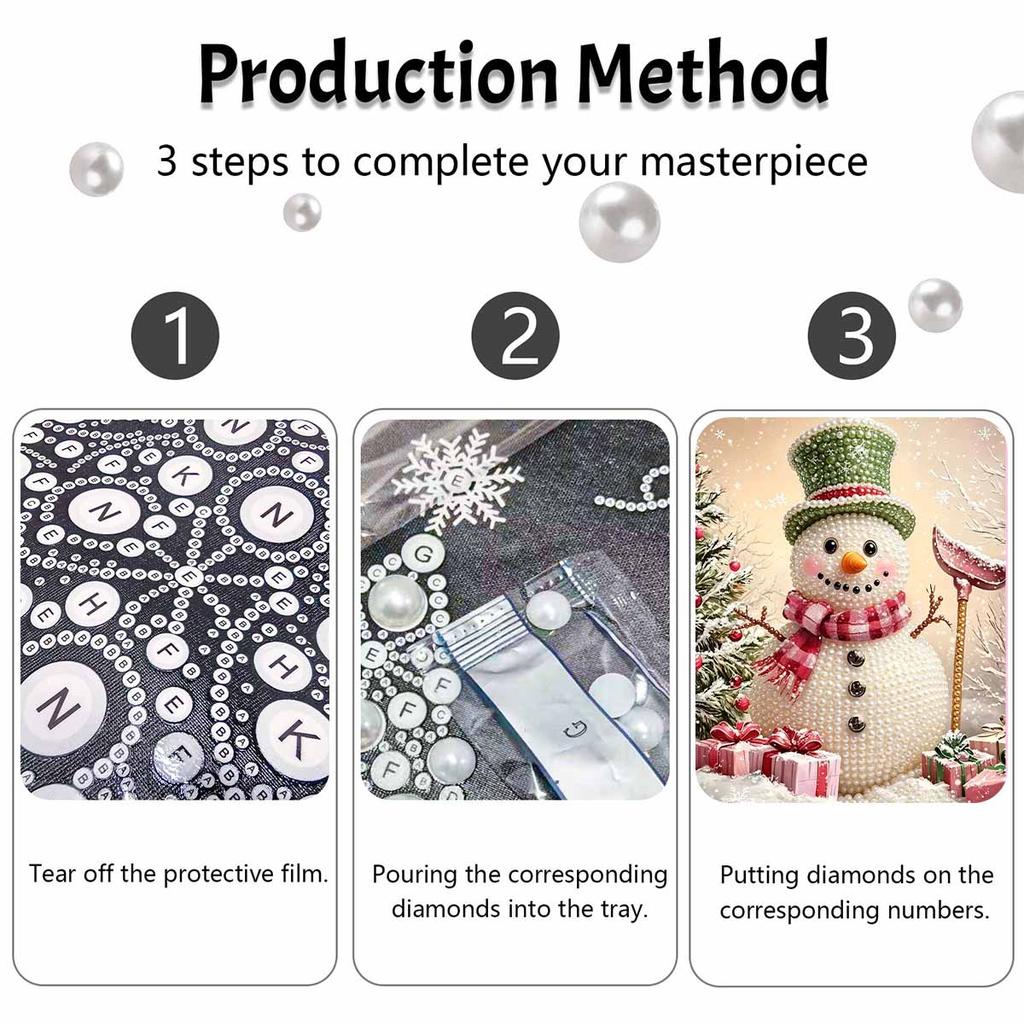 Christmas Snowman Pearl Painting Kit Handmade DIY Home Decoration Painting