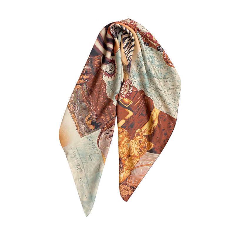 NINA SOLOR Vintage Double-Sided Silk Scarf