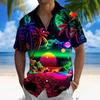 Новая Гавайская Весенне-Летняя Мода Повседневная Уличная Прогулка Туристическая Пляжная Рубашка на Пуговицах с Коротким Рукавом и Полной Застежкой Быстрая Доставка