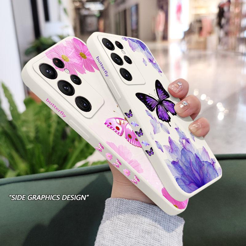 Printed Butterfly Phone Case For Samsung Galaxy S25 S24 S23 S22 S21 S20 Ultra Plus FE S10 S9 S10E Note 20 ultra 10 9 Plus Cover
