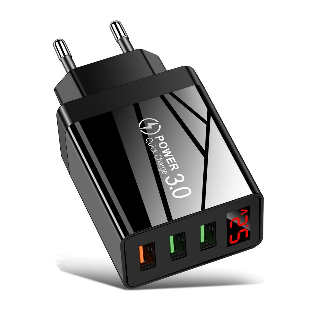 30 Вт, быстрая зарядка 3,0, светодиодный дисплей, 3 порта, USB-зарядное устройство для телефона, быстрая зарядка для iPhone 12 Pro, Samsung S20, зарядные устройства, настенный адаптер европейского стандарта