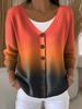 V-Neck 5-Button Printed Cardigan Sweater
