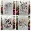 4Pcs A4 29cm Tiger Leopard Wolf DIY Layering Stencils Wall Painting Scrapbook Coloring Embossing Album Decorative Template