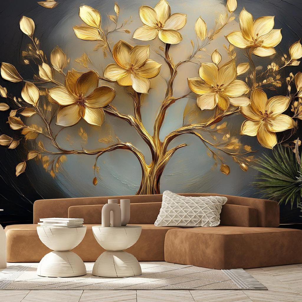 Wallpaper Golden Tree Abstract