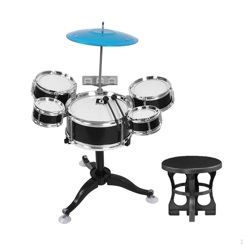 Kids Drum Set Beginners Ages 3-6 for Boys Girls with Drumsticks 5 Drums Playing Rhythm Beat Toy