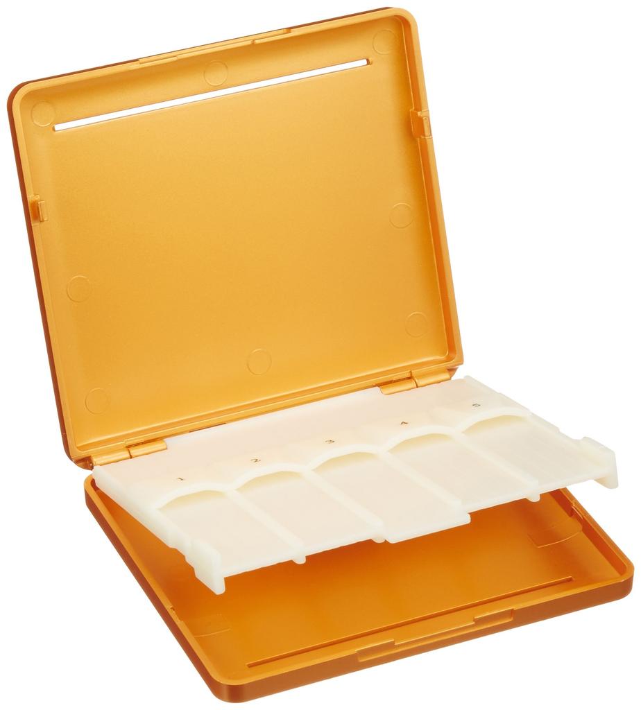 Nonaka Plastic Reed Case for Tenor Saxophone and Bass Clarinet, Holds 10 Reeds, Orange Gold with Selmer Logo