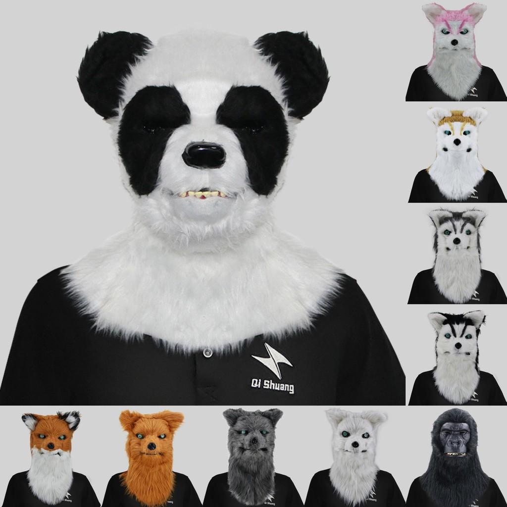 Уморительные маски голов животных с открывающимся ртом, изображающие гориллу, тигра, волка, для праздничных мероприятий