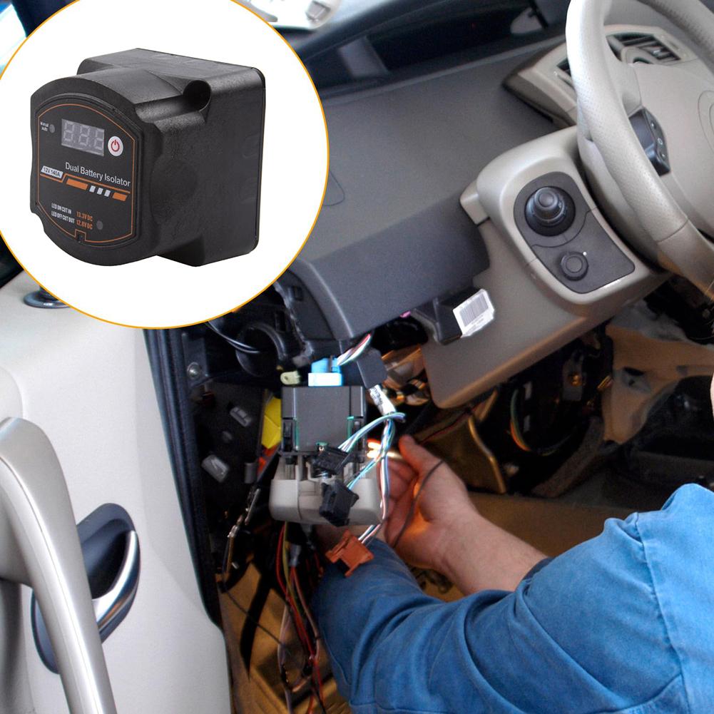 Dual Battery Isolator 12V 140A Auto Manual Voltage Sensitive Relay with Digital Voltmeter Smart VSR for Car RV Boat