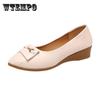 Work Shoes Women's Soft-soled Shoes Wedge Heel Leather Shoes One Pedal Single Leather Shoes Elegant Design High Heels Light and Comfortable