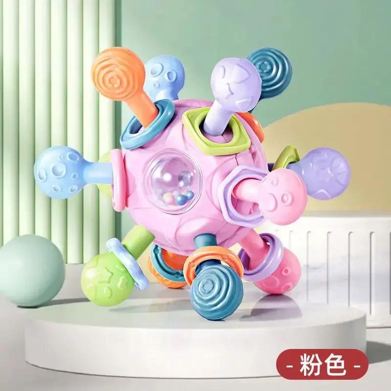 Baby Toys 0 12 Months Rotating Rattle Ball Grasping Activity Baby Development Toy Silicone Rattles Baby Sensory Toys for Babies