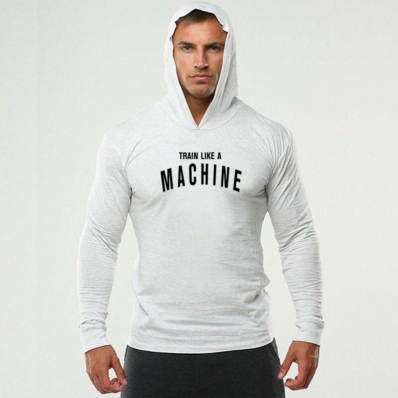 Muscleguys Мужская футболка с длинными рукавами и принтом «МАШИНА», модная нижняя рубашка, красивый свитер с капюшоном в стиле поп, одежда для бега