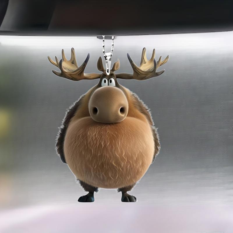 Милый лось 2D акриловый подвесной орнамент для автомобильного зеркала, украшение для нескольких брелков и сумок, рождественские украшения