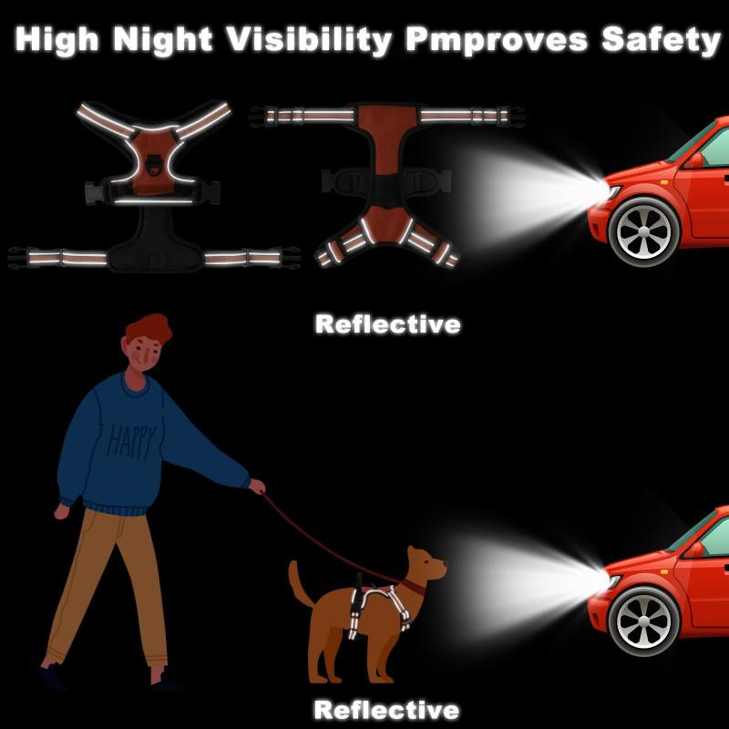 Adjustable Reflective Dog Harness With Leash Large Dogs Anti-Pull No-Choke Chest Vest Nylon Pet Walking Gear