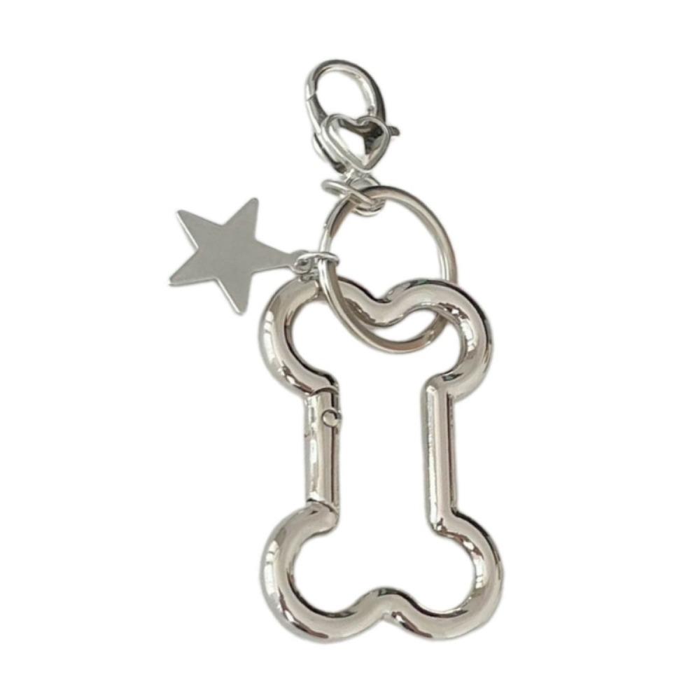 Goth Retro Star Bag Pendant Punk Cool Bone Shape Keyring Fashion Bone Keychain Backpack