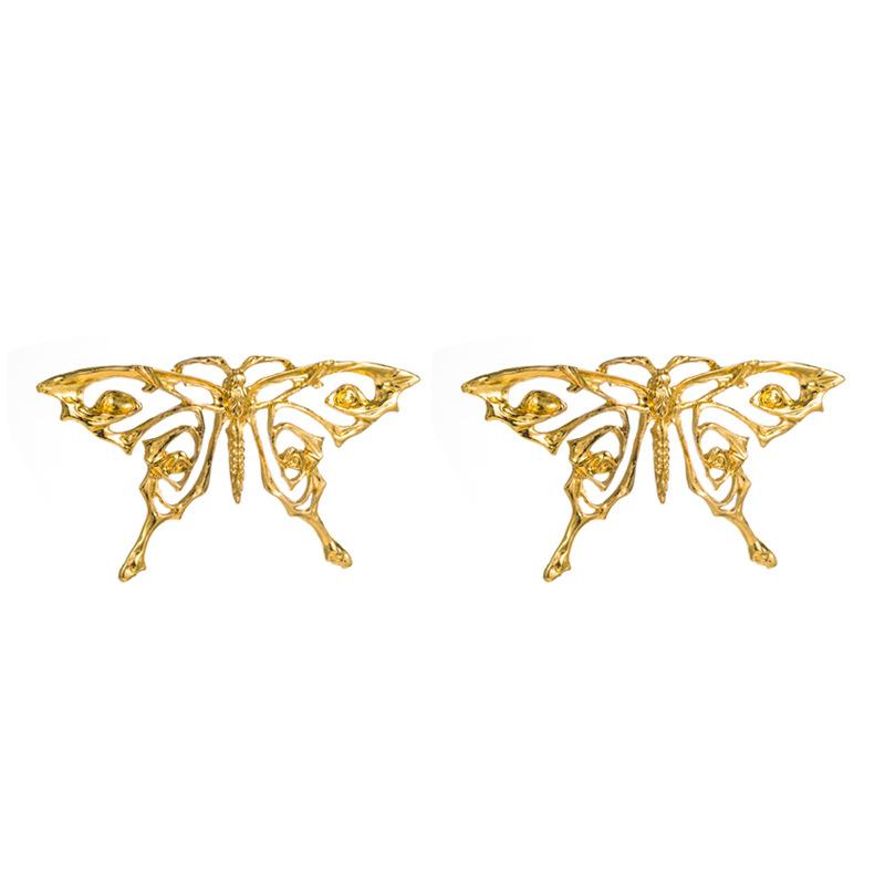 Женские серьги-гвоздики из сплава с геометрическим узором в стиле бабочки, сплошной цвет