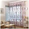 Фиолетовая цветочная 1-элементная прозрачная штора - светофильтрующий, защищающий от ультрафиолета полиэстер с карманом для штанги для приватности в гостиной и спальне