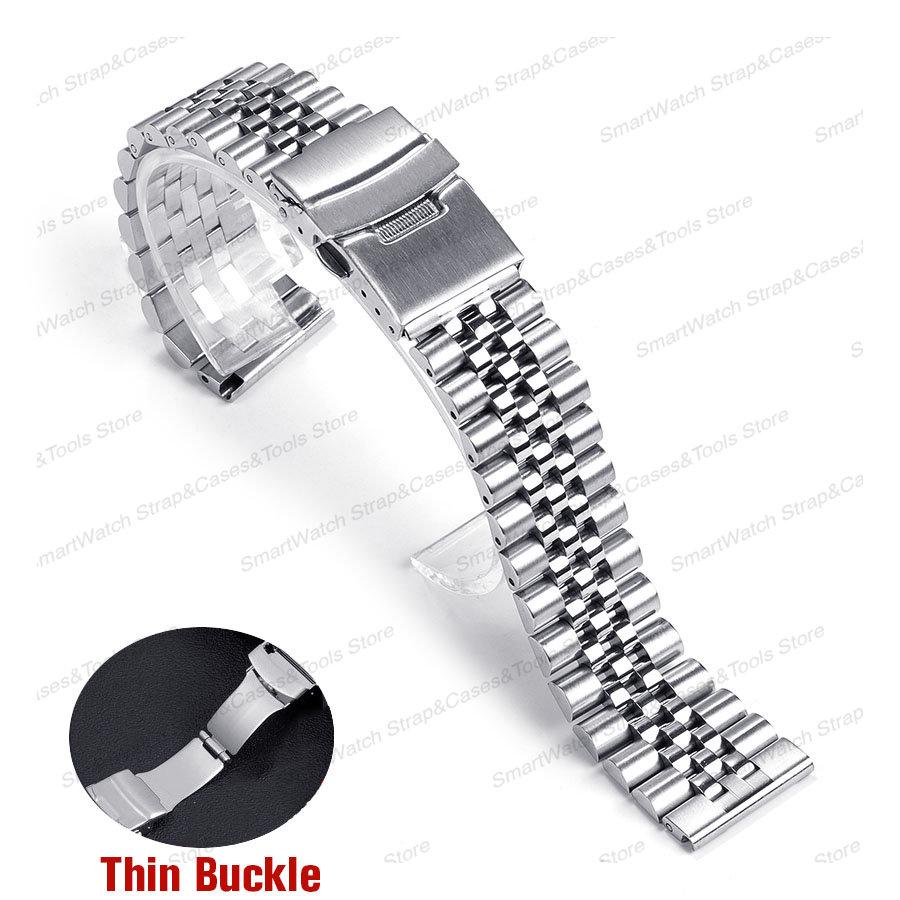 Сплошная нержавеющая сталь для ремешка Jubilee для Seiko SKX007 SKX009 Металлический серебристый браслет 18 19 20 21 22 23 24 мм Универсальный ремешок для часов