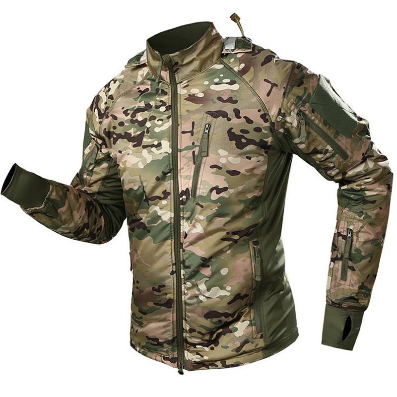Men Women Tactical Camo Jacket Lightweight Waterproof Windproof Outdoor Ski Hiking Shell Coat With Fleece Lining