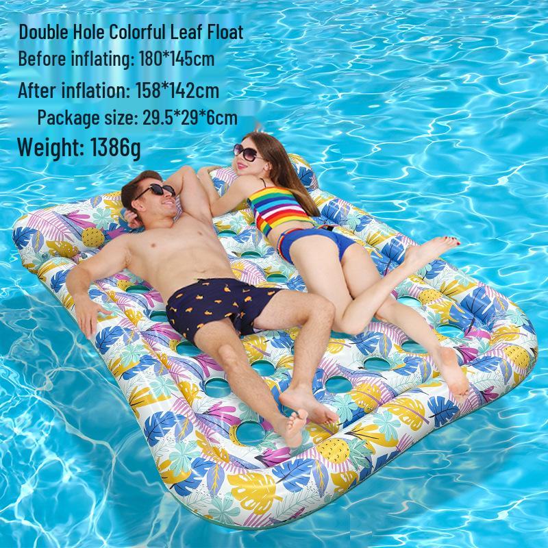 Inflatable Leaf Hole Water Lounger: Single Adult Floating Raft