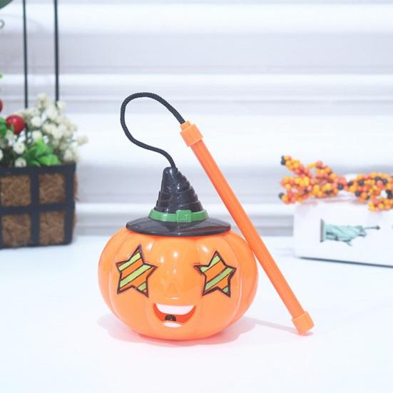 Portable Light Up Pumpkin Halloween Lantern, LED Handheld Lamp, Battery Kids Trick or Treat Operated Decorative Plastic Lantern for Kids, Holiday
