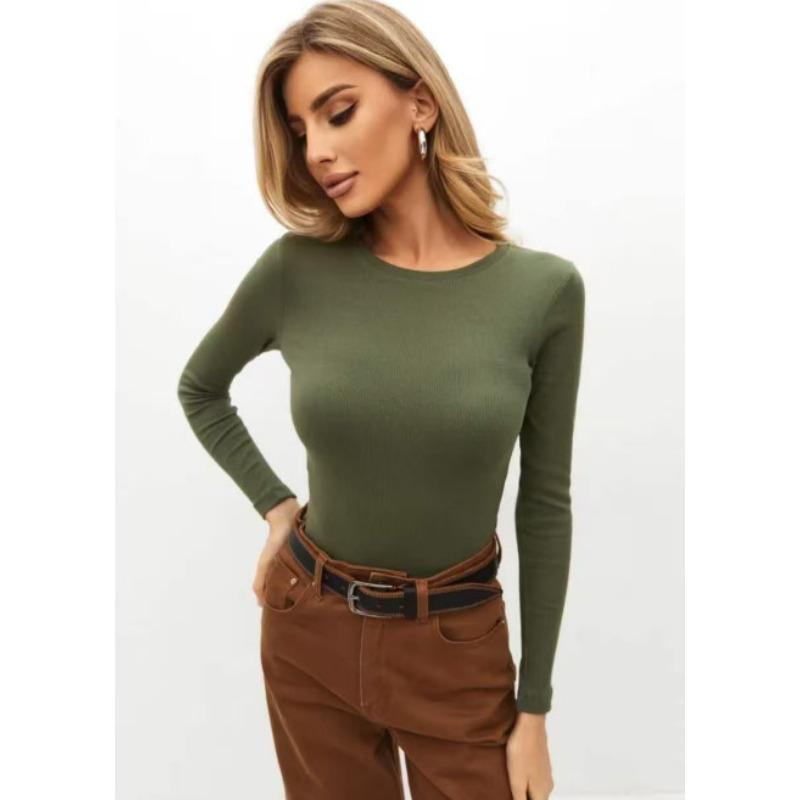 Hot Girl Slim Fit Short Base Long Sleeved T-shirt for Women, Ins Sexy and Revealing Figure, Long Sleeved Base Top for Women
