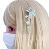 Blue/Purple Star Shape Hairpin for Girls Cute Sweet Style Charm Hair Barrettes with Flower Pendant for Photography