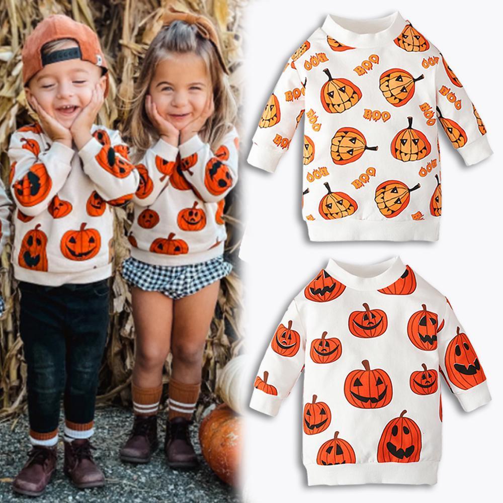 Рубашка с длинными рукавами и тыквой на Хэллоуин для маленьких мальчиков и девочек, верхняя одежда для детей 0-4 лет