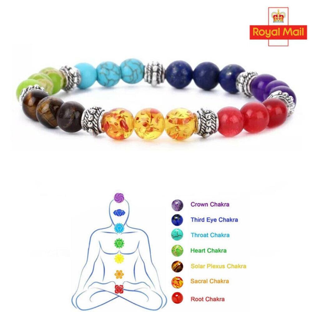 Adjustable Crystal Gemstone Bracelet Glass Stone Beaded Bracelet Gifts 7 Chakra Bead Bangle  Men