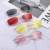 Retro Small Oval Sunglasses Womenbrand Design Shades Classic Candy Color Metal Rectangular Sun Glasses Korea Fashion Eyewear