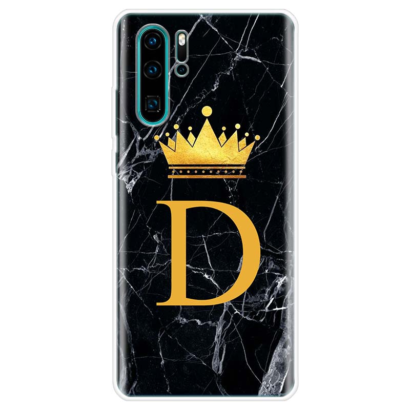 Letter Alphabet Crown A-J Cover Phone Case For Huawei Y5 Y6 Y7 Y9S P Smart Z 2019 Honor 10 Lite 9 20 9X 8S 8X 8A Pro 7A 7X Coque