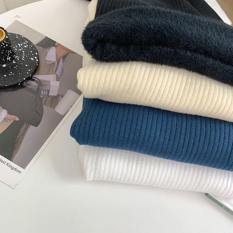 Трикотаж с полувысоким воротником, элегантные топы, женская мода, осень-зима, утолщенный внутренний свитер плюс флис, повседневный теплый пуловер