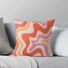 Retro Liquid Swirl Abstract Pattern In Retro Pink and Orange Throw Cushions & Pillows Without Core