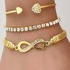 3 Pcs Ladies' Bracelet Set Stylish and Elegant Rhinestone Infinity Symbol Tennis Chain Clasp Bracelet Set An Ideal Gift for Your Best Friend
