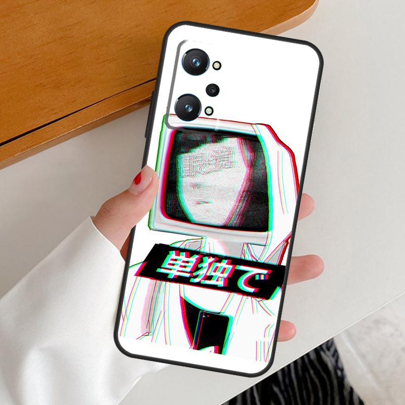 Грустная Девушка Японское Аниме Для Realme 14 10 11 12 13 Pro Plus GT6 GT7 15 Pro C65 C67 C63 C61 C55 C51 C53 C35 C75 Чехол