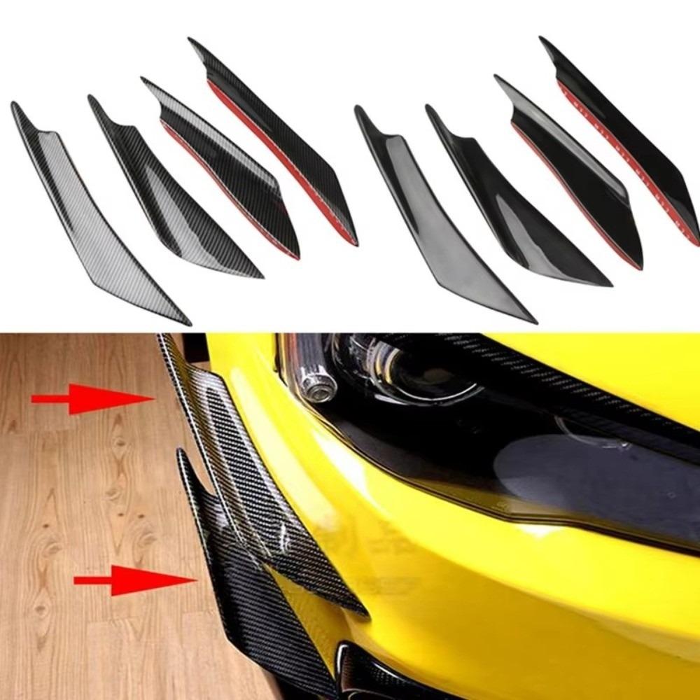 4Pcs EVO Style Car Front Bumper Canards Universal Car Spoiler Gear Shifter Upgrade