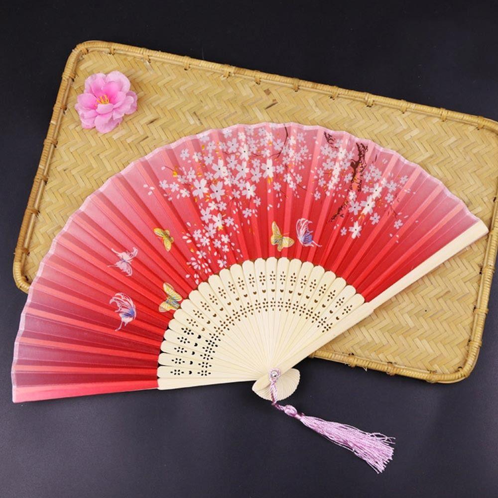 Портативный веер ручной работы в китайском стиле, бамбуковый, реквизит для танцевального выступления, антикварный складной веер с цветочным узором, украшение для дома, танцевальный веер